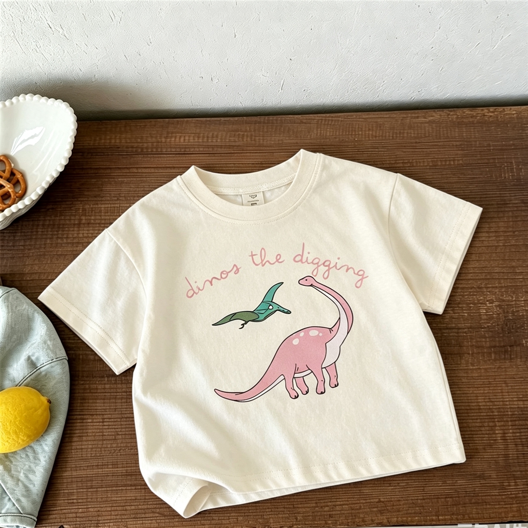 Baby Clothing Designer - Cartoon Dinosaur Print TShirt Short-sleeved Tops