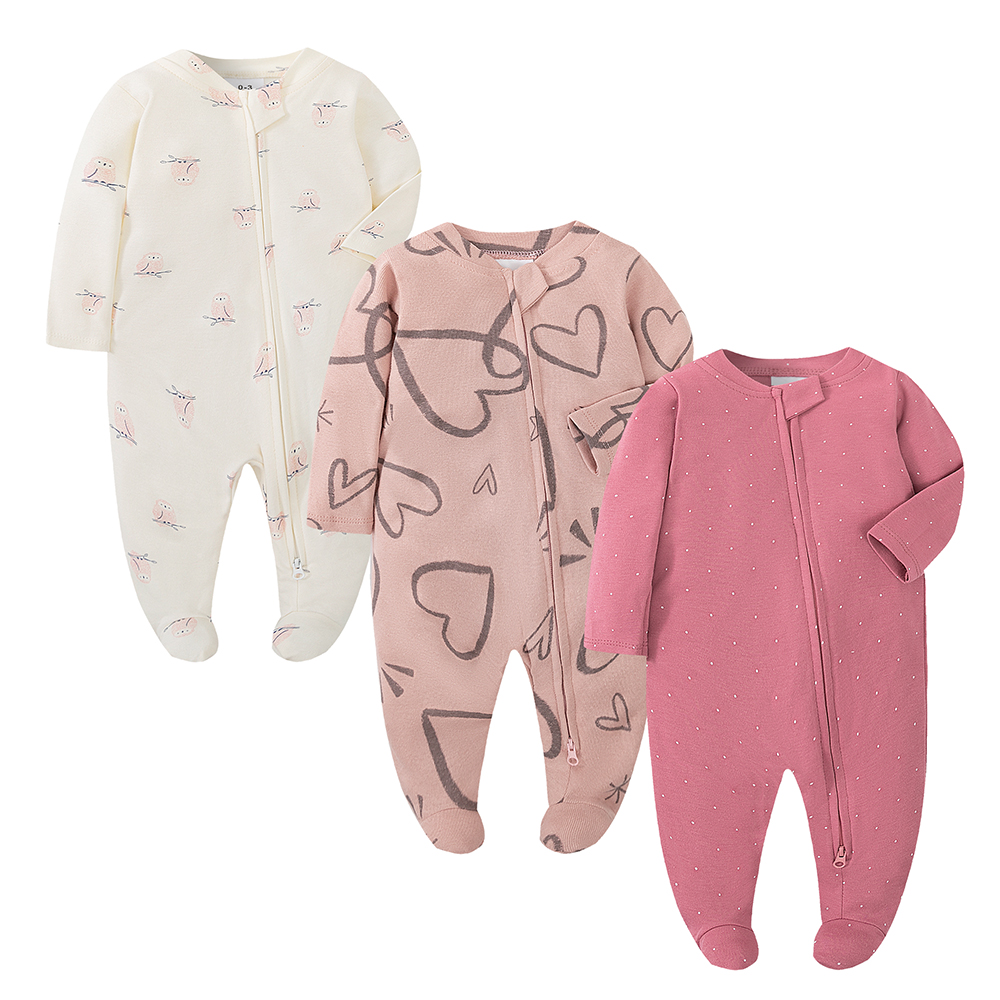 Baby Clothing Zip - Unisex Newborn Baby Footed Pajamas Long