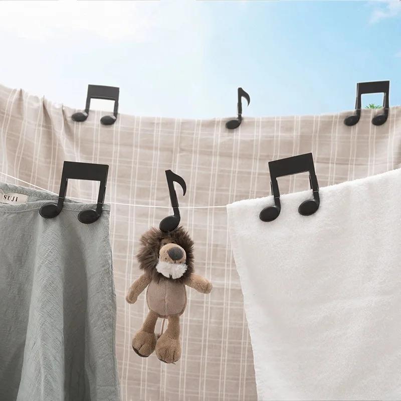 Baby Clothing Drying Rack - 2pc Musical Note Clothes Pegs Black