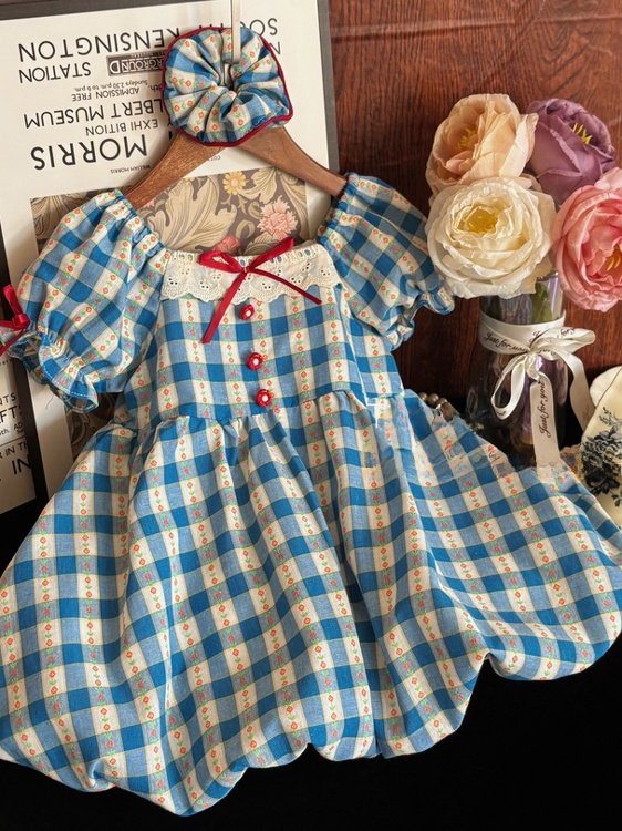 Baby Clothing Dresser - Girls Summer Plaid Dress Baby Short