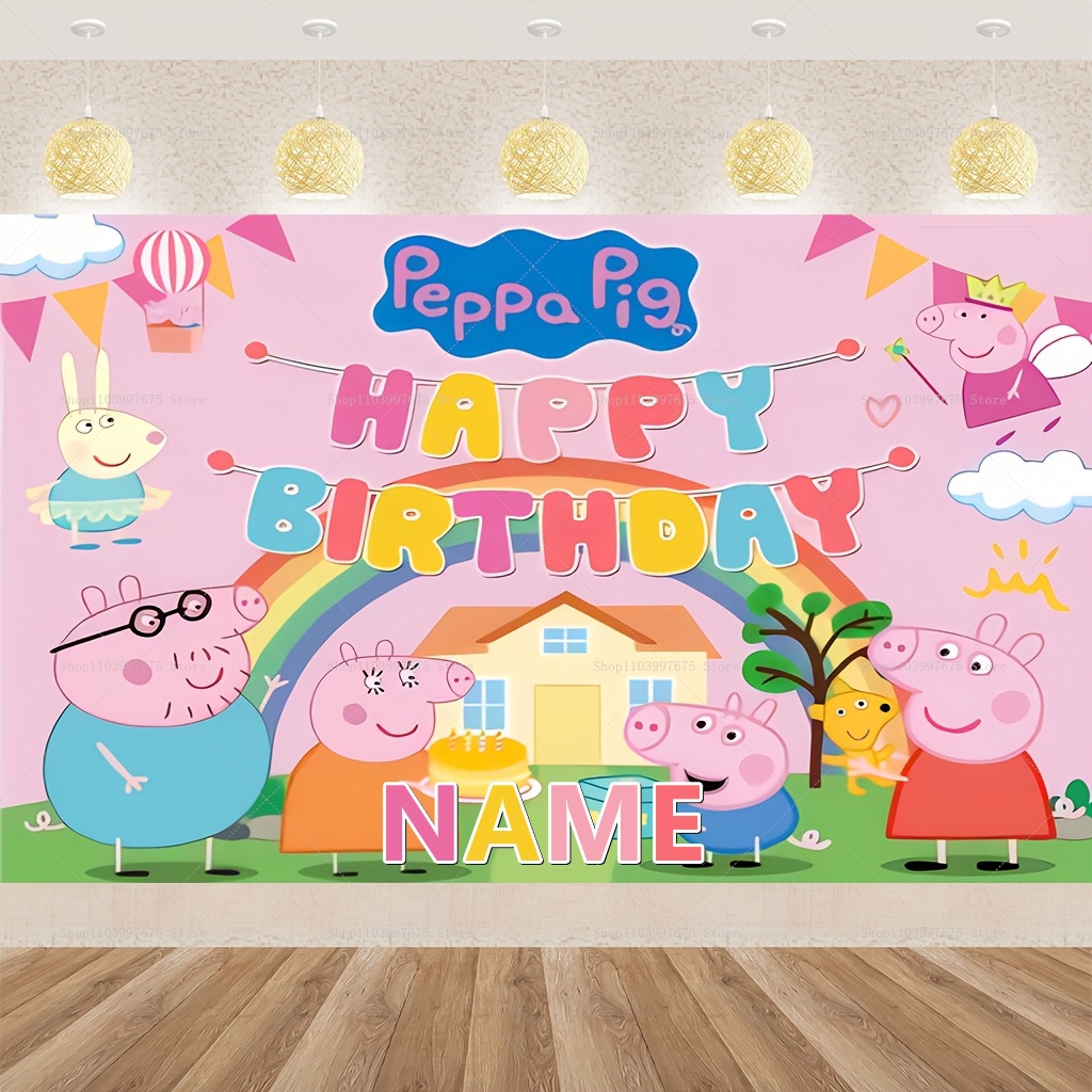 Baby Clothing Names - Custom Name Cartoon Peppa Pig Backdrops