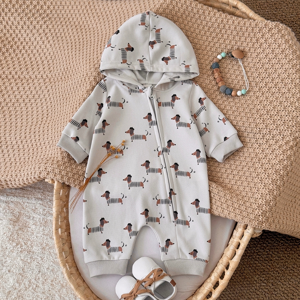 Autumn New Puppy Print Hooded  - đánh giá và giá Baby Clothing Zip