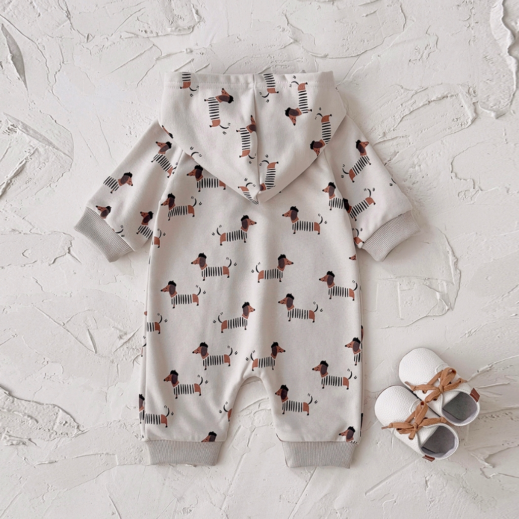 Autumn New Puppy Print Hooded  - đánh giá và giá Baby Clothing Zip
