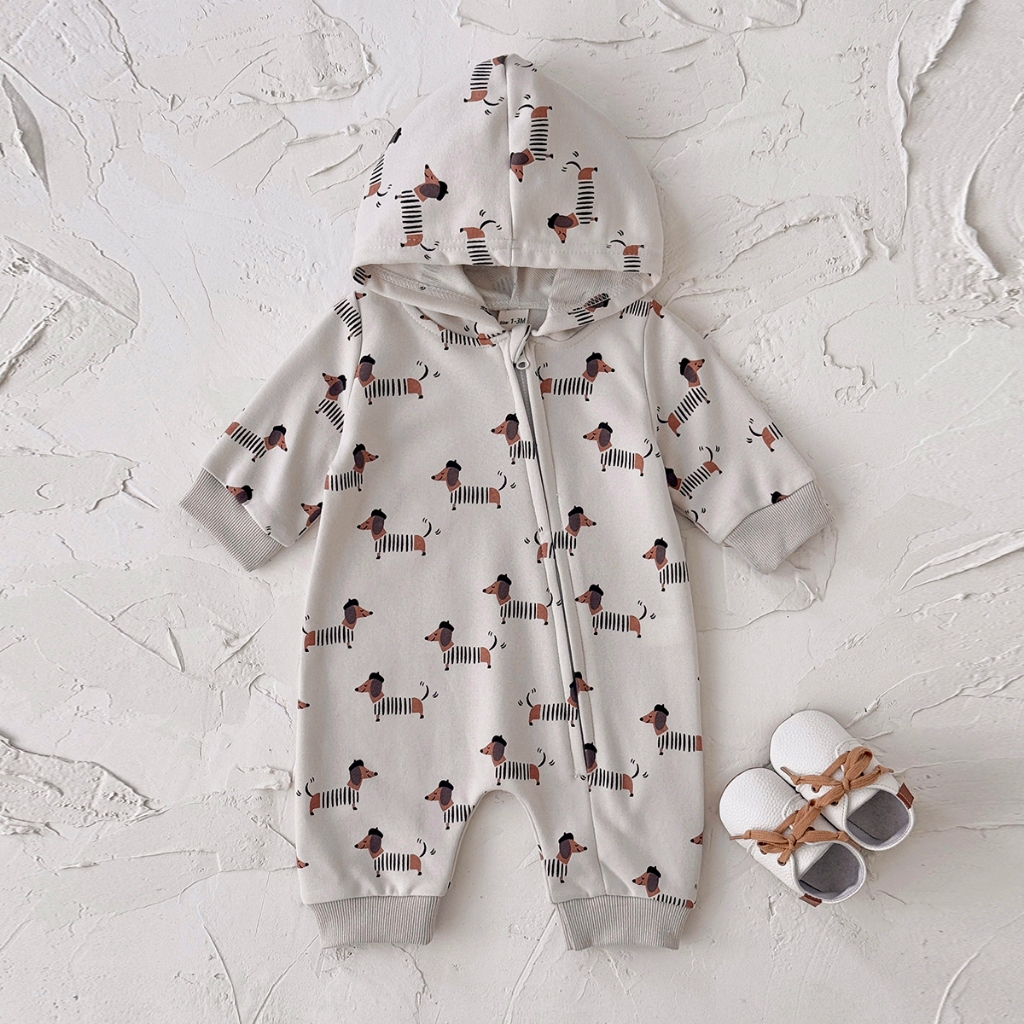 Autumn New Puppy Print Hooded  - đánh giá và giá Baby Clothing Zip