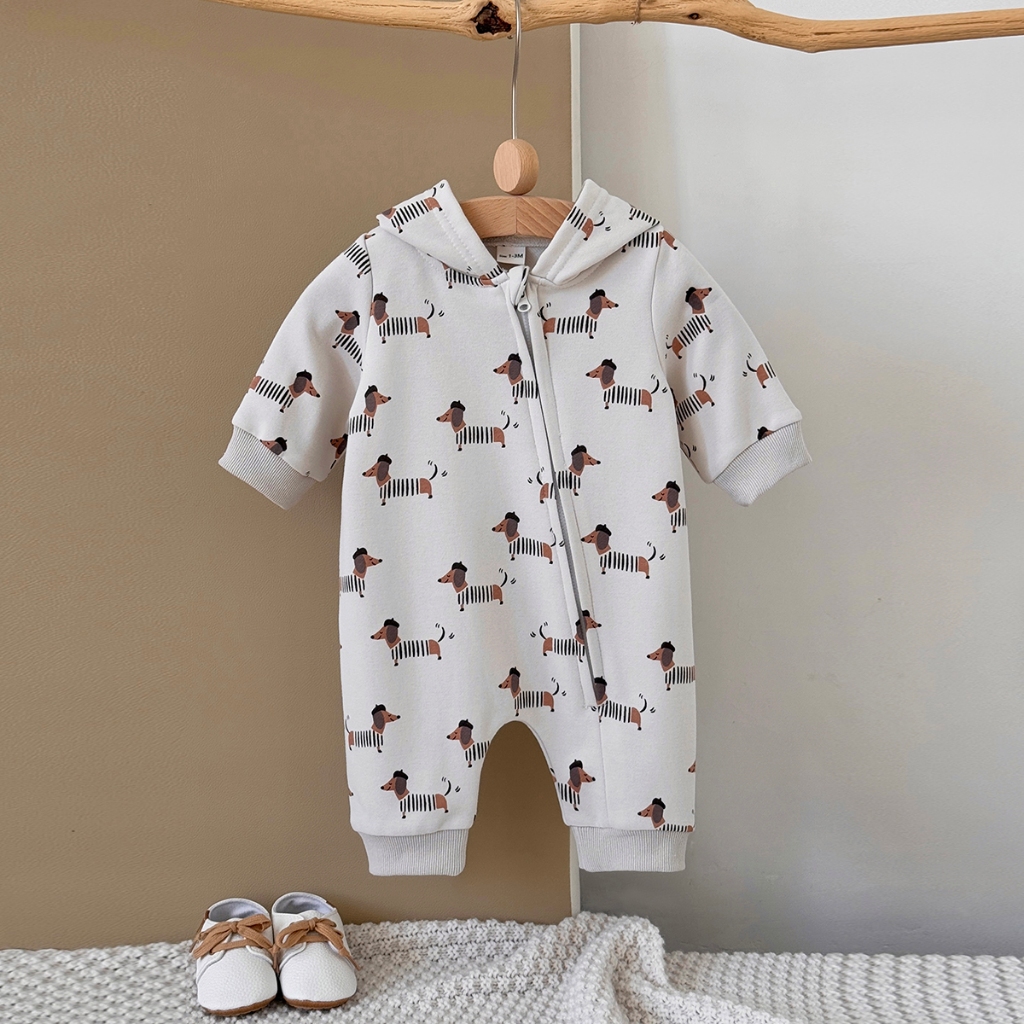 Autumn New Puppy Print Hooded  - đánh giá và giá Baby Clothing Zip
