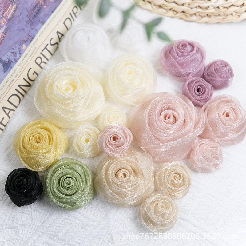 3-4.5cm Organza Snow Rose Head - đánh giá và giá Baby Clothing Designer