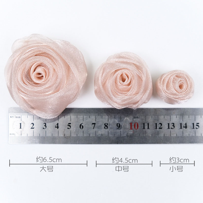 3-4.5cm Organza Snow Rose Head - đánh giá và giá Baby Clothing Designer