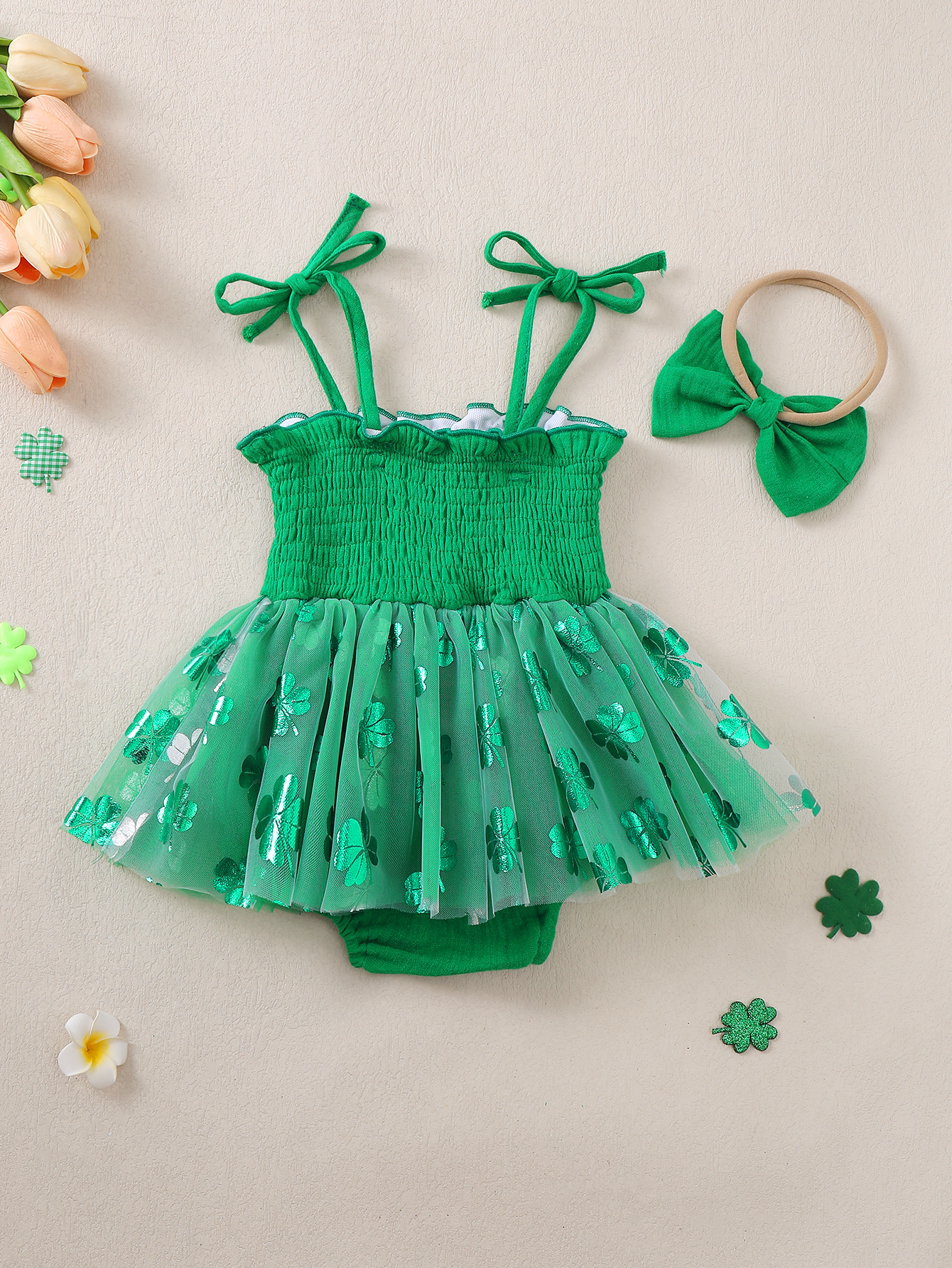 Green Four-leaf Clover Pattern - đánh giá và giá Baby Clothing Designer