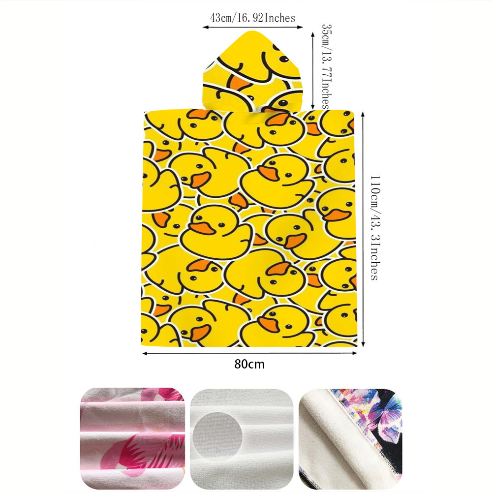 Cute Yellow Rubber Duck Print  - đánh giá và giá Hooded Bath Towel