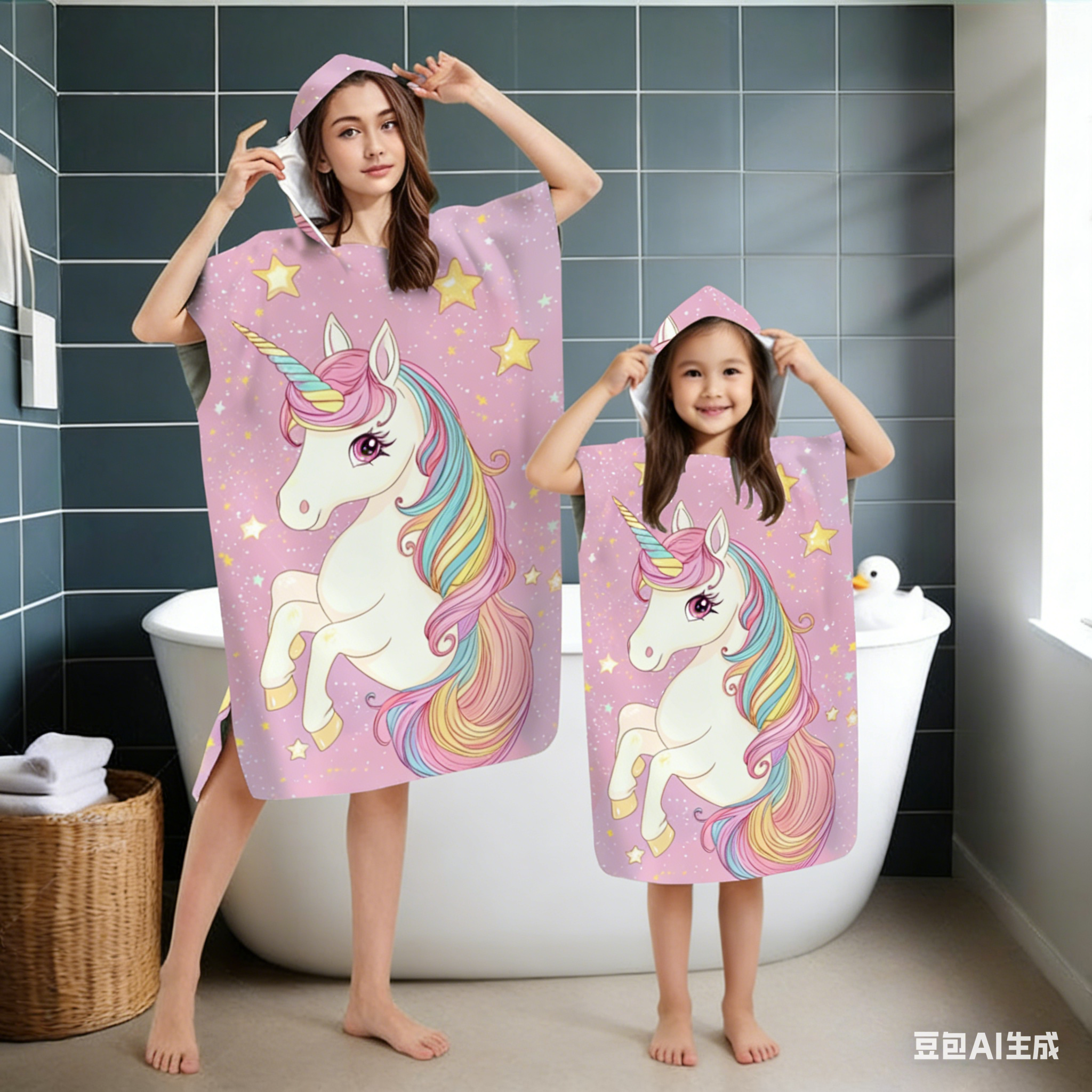 Cute Pink Unicorn Star Hooded  - đánh giá và giá Hooded Bath Towel