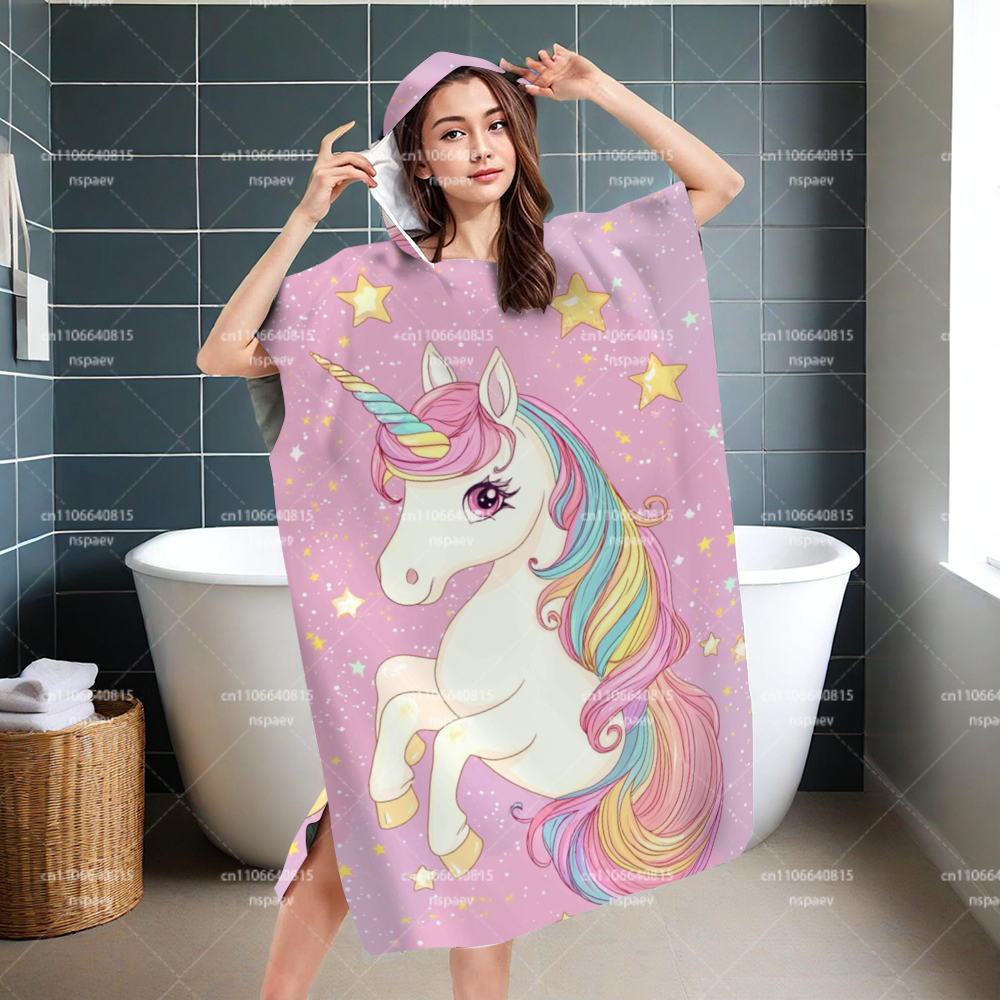 Cute Pink Unicorn Star Hooded  - đánh giá và giá Hooded Bath Towel
