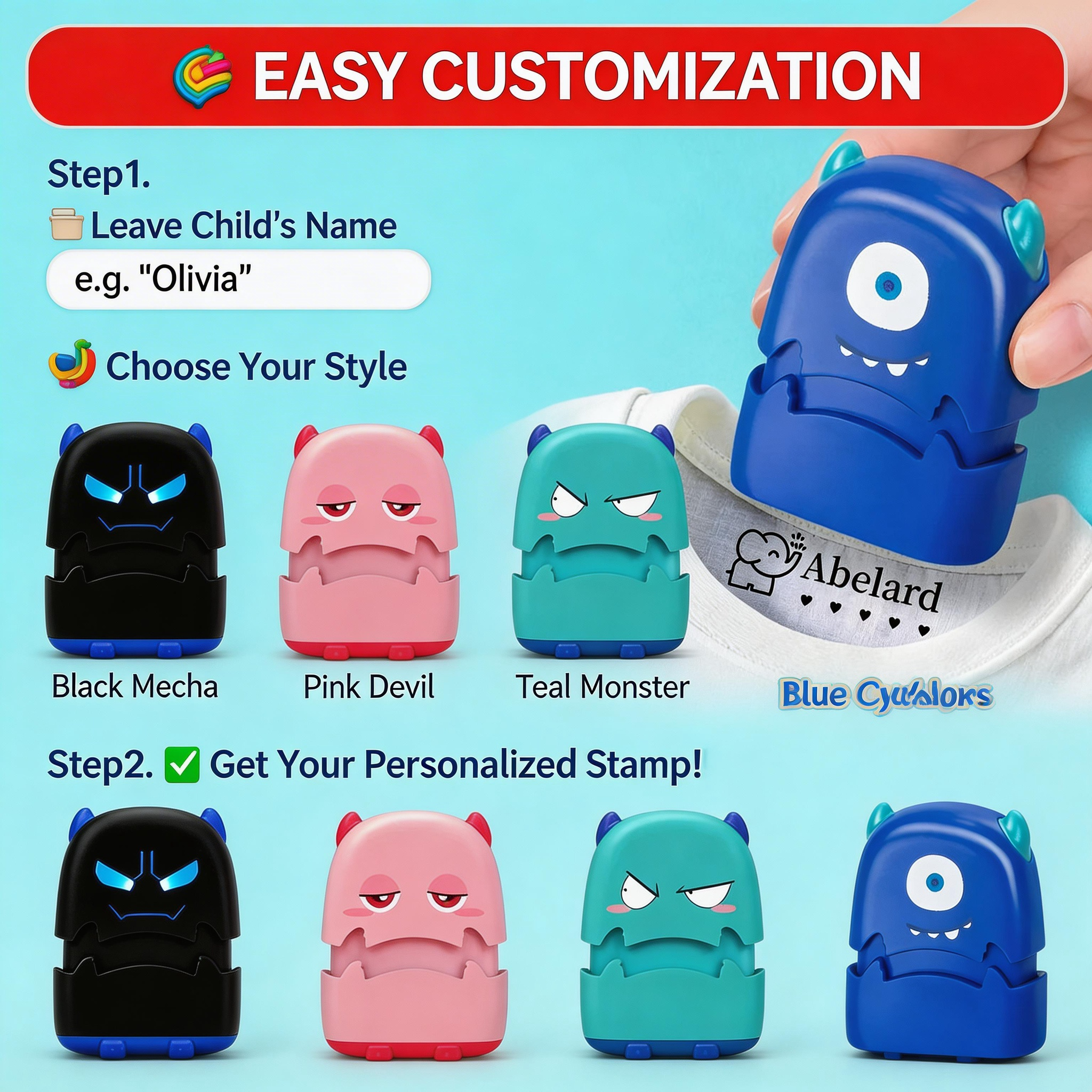 Custom Cartoon Baby Name Stamp - đánh giá và giá Baby Clothing Names