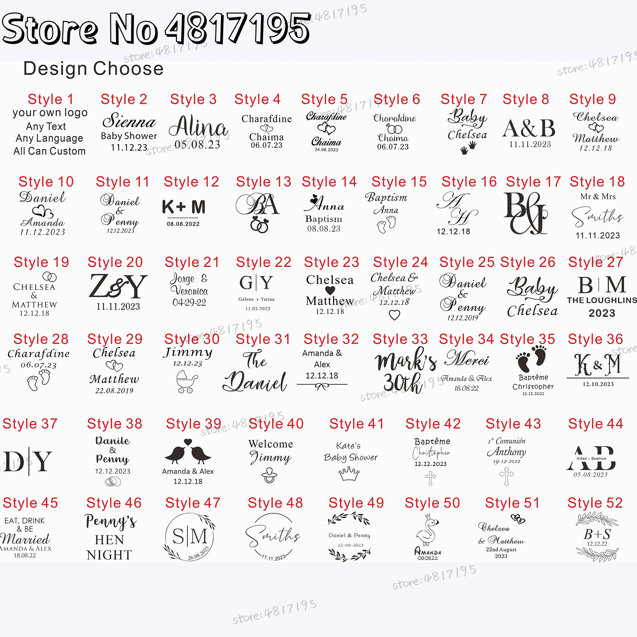 10 20 50Pcs Personalised Weddi - đánh giá và giá Baby Clothing Names